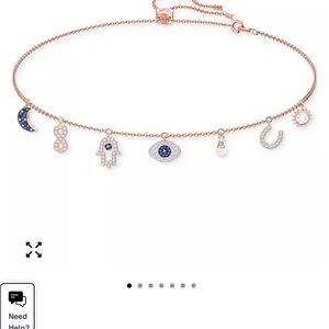 Swarovski Rose Gold Necklace with Blue and White Charms
